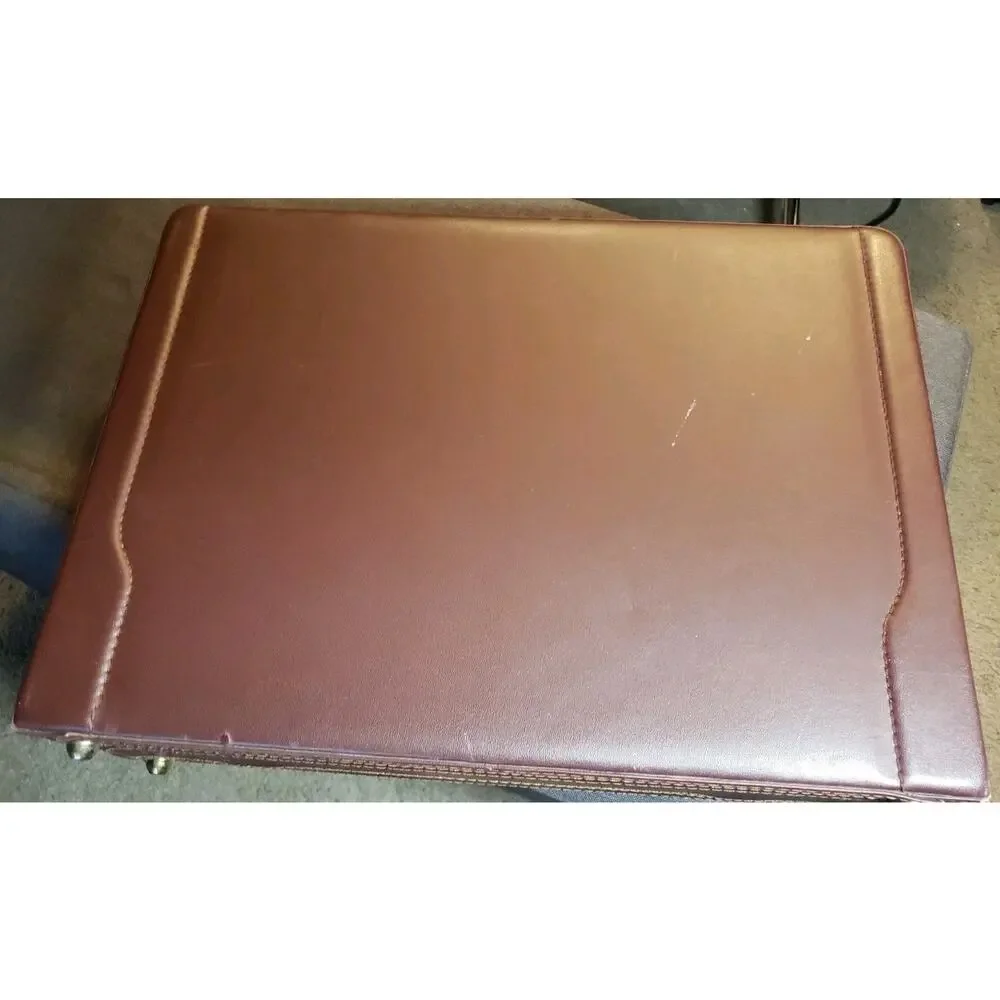 Fu Serng Leather Combination Lock Attache Briefcase Case Burgundy Vintage